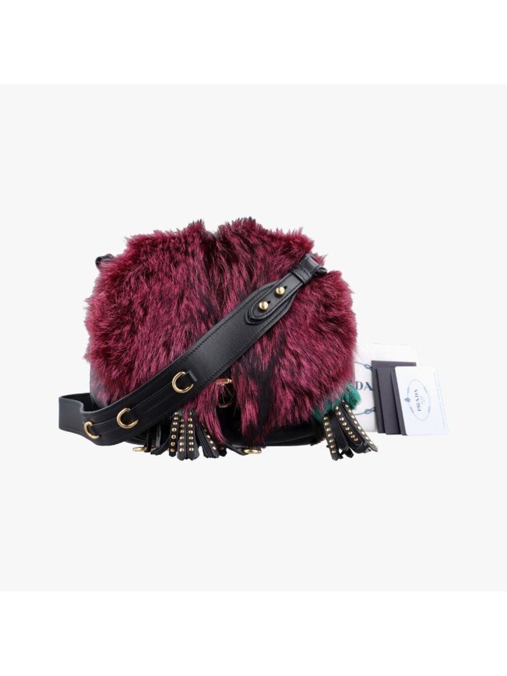 Prada City Corsaire Wine Red Fur Calfskin